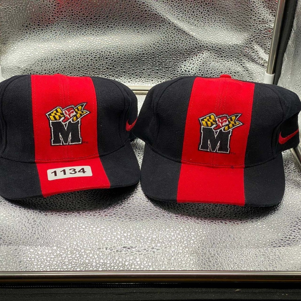 Nike University of Maryland Terrapins Men OS Navy Red Vertical Stripe Swoosh Hat - Picture 10 of 10